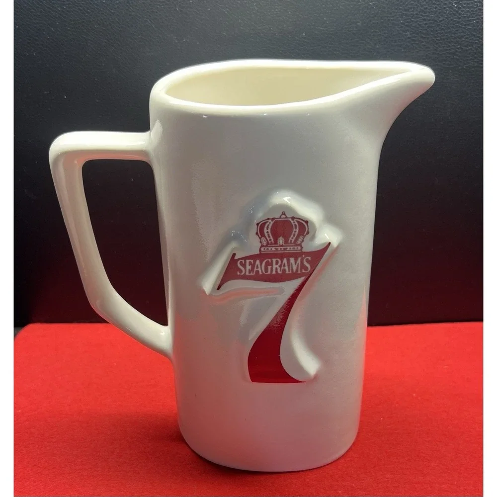 Vintage Seagrams 7 Crown Whiskey Ceramic Bar Pitcher‎